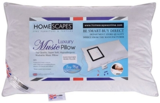 Homescapes Federkissen Entenfeder-Musikkissen mit Lautsprecher, 48x74 cm, Füllung: 100% weiße Entenfedern