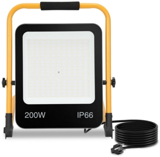 Clanmacy Baustrahler LED Baustrahler Kaltweiß 200 Watt, Arbeitsscheinwerfer, Arbeitsleuchte