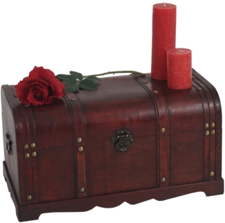 Holztruhe Holzbox Schatztruhe Valence Antikoptik 30x57x29cm ~ rund