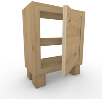 Nachttisch Nachtkommode Nachtkästchen ohne Rückwand mit Zwischenboden mit Füße mit Türe Fichte