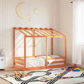 vidaXL Kinderbett mit Dach Wachsbraun 80x160 cm Massivholz Kiefer 847014