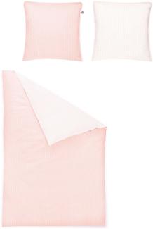 Irisette Mako-Satin Bettwäsche Set uni Linea 8021 rose 155 x 220 cm + 1 x Kissenbezug 80 x 80 cm