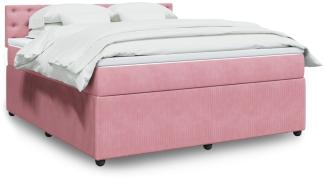 vidaXL Boxspringbett mit Matratze Rosa 180x200 cm Samt 3287823