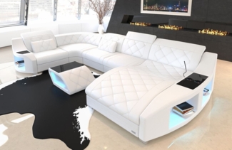 Sofa Dreams Wohnlandschaft Sofa Leder Swing U Form Ledersofa Ledercouch, Couch, mit LED, wahlweise mit Bettfunktion als Schlafsofa, Designersofa
