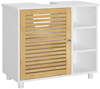 MSMASK Waschbeckenunterschrank Badezimmerschrank Unterschrank Badschrank mit 3 Offenen Regalen 62 × 30 × 60 cm