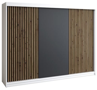 A&J MöbelLand Schwebetürenschrank IOSA 200 cm mit 4 Schubladen, und 3D Lamellen