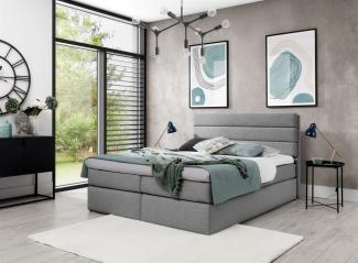 Boxspringbett Schlafzimmerbett Bett DAVINO DELUX Stoff Grau 120x200 cm