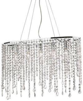 Ideal Lux Kronleuchter Rain SP5 Pendelleuchte Chrom Kristallglas, L: 65,5 cm, LED wechselbar, Hängeleuchte