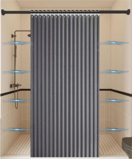 Coonoor Duschvorhang Wasserdichter Magnet-Falt-Duschvorhang, Anti-Schimmel Vorhang Breite 100 cm (1-tlg), Ideal für Badezimmer, Türrahmen, Schlafzimmer und als Raumteiler
