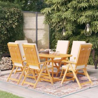 vidaXL 7-tlg. Garten-Essgruppe mit Kissen Massivholz Teak 3059532