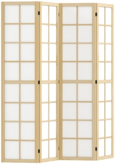 HOMCOM Paravent 4-teilig 160x170 cm Trennwand Raumteiler (Sichtschutz, 1 St), Stellwand für Wohnzimmer Natur