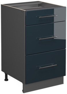 Küchenunterschrank Fame-Line Dunkelblau Hochglanz 50 cm ohne Arbeitsplatte Vicco