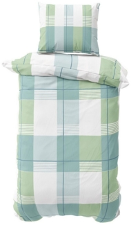 Visaggio Bettwäsche Feinbiber weich und kuschelig Winter Bettbezug, Biber, 2 teilig, Winterbettwäsche, gestreift in Grün