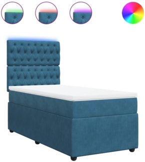 vidaXL Boxspringbett mit Matratze Blau 90x200 cm Samt 3294548