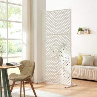 Indoor Trennwand Kekan Stahl 200x100x50 cm Weiß [casa. pro]