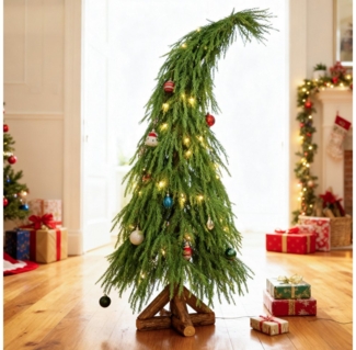 Salcar Künstlicher Weihnachtsbaum Verspielter PE Weihnachtsbaum Künstlich Tannenbaum mit Holzständer, 120 cm Kunstbaum, 1570 Nadeln aus PE – für jede Jahreszeit