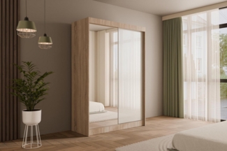 ALTDECOR Schiebetürenschrank VESLI (Kleiderschrank Garderobenschrank mit viel Stauraum Moderner Schrank) Spiegel Spiegeltüren Vielseitiger Schwebetürenschrank LED Beleuchtung