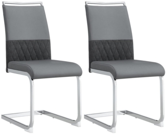 Flieks Freischwinger, 2er Set Polsterstuhl Esszimmerstuhl Kunstleder+Leinen