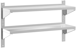 vidaXL Wandregal mit 2 Böden 100x30x60 cm Silbern Edelstahl 30310