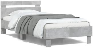 vidaXL Bettgestell mit Kopfteil und LED-Leuchten Betongrau 100x200 cm 838711