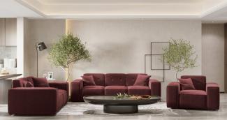 Sofaset Designersofa CESINA 3-2-1 in Stoff Perfect Harmony Bordeauxrot