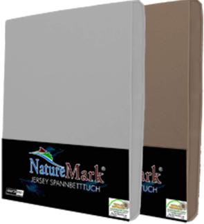 NatureMark 2er Pack Jersey Spannbettlaken, Spannbetttuch 100% Baumwolle in vielen Größen und Farben MARKENQUALITÄT ÖKOTEX Standard 100 | 140x200 cm - 160x200 cm -Sand/Silber