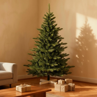 Salcar Künstlicher Weihnachtsbaum 210 cm Christbaum mit 860 Spitzen PVC Tannenbaum Naturgetreu, mit Holzständer