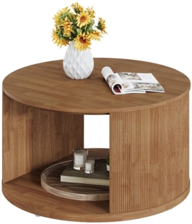 Tribesigns Couchtisch Runder Wohnzimmertisch, 80 cm großer runder Couchtisch mit Ablage