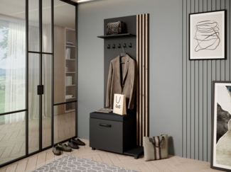 Beautysofa Garderobenschrank Garderobenschrank mit Aufhängern LIVIA (Mit eleganten Kleiderbügeln) mit Verschließbarer Schuhschrank