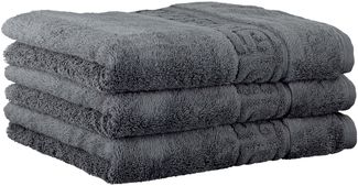 CAWÖ Handtuch, 3er Pack - C Noblesse, Walkfrottier, Baumwolle Anthrazit 50x100cm