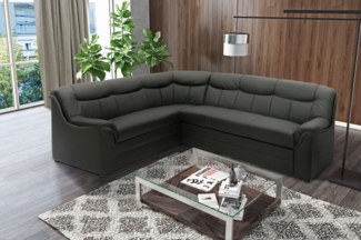 DOMO. collection Ecksofa Berlin FK, Sofa in L-Form mit Schlaffunktion und Federkernpolsterung, Eck-Couch, Polsterecke, Polstergarnitur 250 x 205 x 89 cm (BxTxH), schwarz