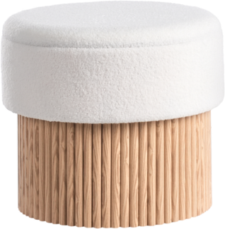Pouf mit Stauraum RICHEY Bouclé Cremeweiß 50 cm 50 cm 46 cm
