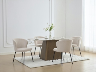 Vente-unique - Stuhl 6er-Set - Cord & schwarzes Metall - Cremefarben - RELIOZA