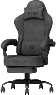 Ergonomischer Gaming Stuhl mit Hightech-Stoff, Fußstütze - Schwarz