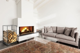 Kobolo Kaminholzregal Kaminholzständer aus Metall schwarz lackiert, BxTxH:50x32x80 cm