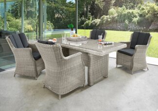 Destiny Garten-Essgruppe LUNA, (13-tlg, 4x Sessel, 1x Tisch, inkl. Auflagen), Aluminium, Polyrattan