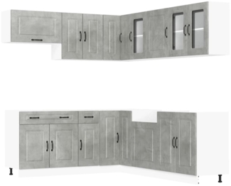 vidaXL 11-tlg. Küchenschrank-Set Kalmar Betongrau Holzwerkstoff 3314915