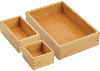 Aufbewahrungsbox Schubladenbox Organizer mDesign 3er Set Besteckeinsatz Bambus