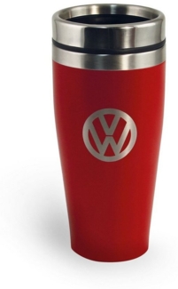 VW Collection by BRISA Coffee-to-go-Becher Volkswagen Isolierter-Edelstahl Thermobecher, Edelstahl, Stilvoller roter Travel Mug mit VW Logo, 450ml