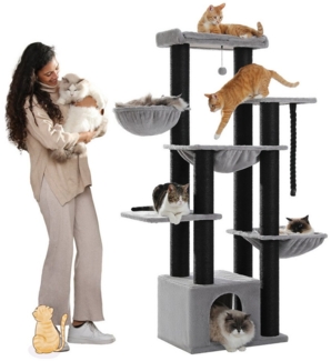 Purpurra Kratzbaum Extra-Dick Stämme XXL Stabil für Grosse Katzen, 114/170 cm