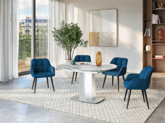 Vente-unique - Esstisch ausziehbar - 4 bis 6 Personen - Keramik & Stahl - TALICIA