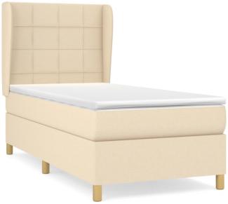 vidaXL Boxspringbett mit Matratze Creme 90x190 cm Stoff