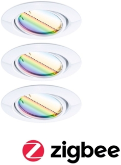Paulmann 92466 Zigbee LED Einbauleuchte Base Coin Basisset RGBW 3000K Weiß