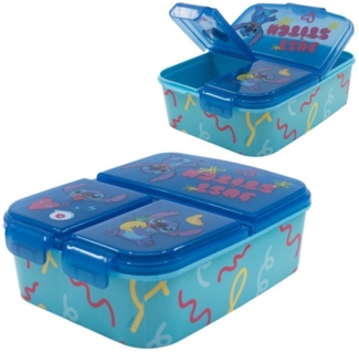 Stitch Kinder Premium Brotdose Lunchbox Frühstücks-Box Vesper-Dose mit 3 Fächern