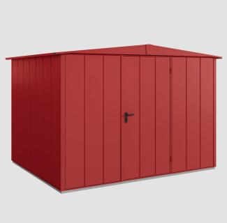 Hörmann Ecostar Metall-Gerätehaus Elegant mit Satteldach Typ 3, 238x303 cm , purpurrot, 7,2 m²,1-flüglige Tür