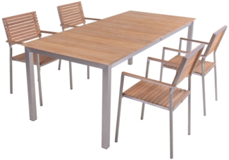 Garden Pleasure Tischgruppe DALLAS/DENVER Set 5tlg. Beige Gartenmöbel Sitzgruppe