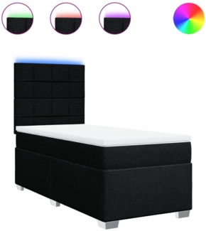 vidaXL Boxspringbett mit Matratze Schwarz 90x200 cm Stoff 3292673