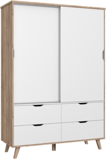 FORTE 'Vankka' Kleiderschrank, Holzwerkstoff, Weiß/Braun, 139,4 x 201,5 x 52,7 cm