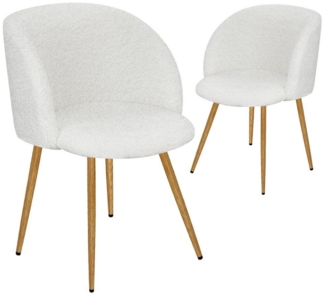 HOMELUX Polsterstuhl Esszimmerstuhl 2/4 Set, Küchenstuhl mit Armlehnen & Metallbeine (Sessel modern für Wohnzimmer, Esszimmer, Schminktisch, 2 St), Teddy Stoff