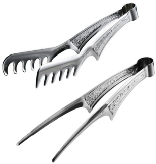 Refttenw Kochzange 2 Stück Nudelzange, Grillzange Edelstahl Fleischzange Kochzange 27cm